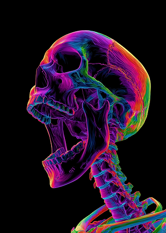 Colorful Skull on Black Background