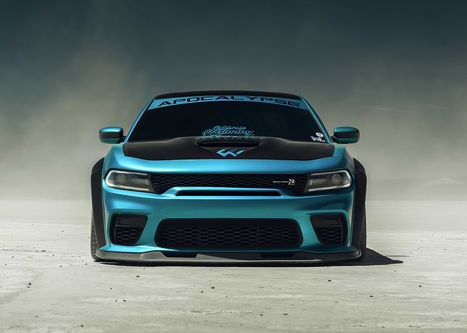 Customized Teal Dodge Charger Front View