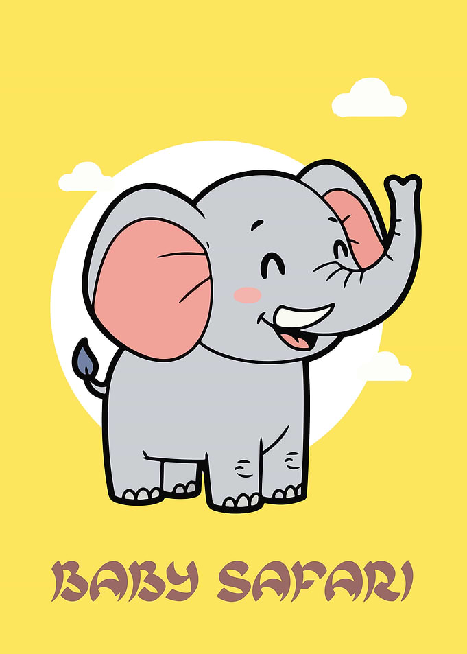 Cute Elephant Cartoon Baby Safari