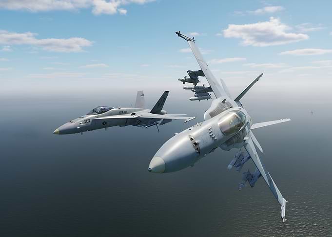 Two F/A-18 Super Hornets in Flight