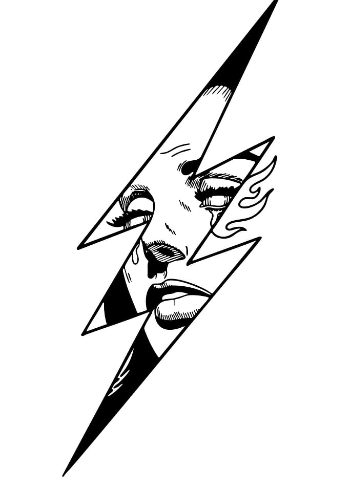 Crying Face in Lightning Bolt