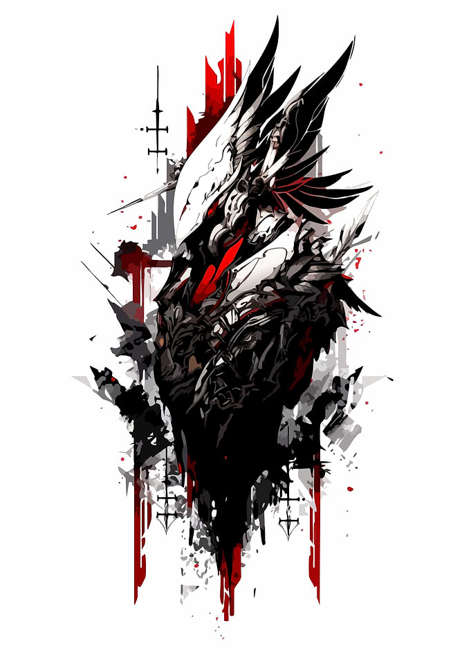 Winged Warrior in Red and Black