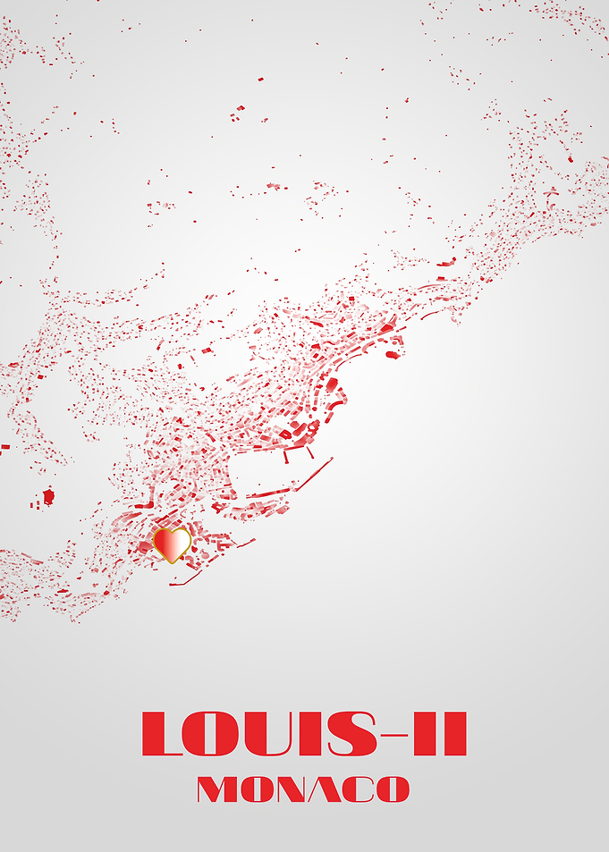 Stade Louis-II Monaco Stadium Map with Heart