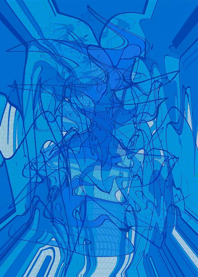 Abstract Blue Lines and Shapes