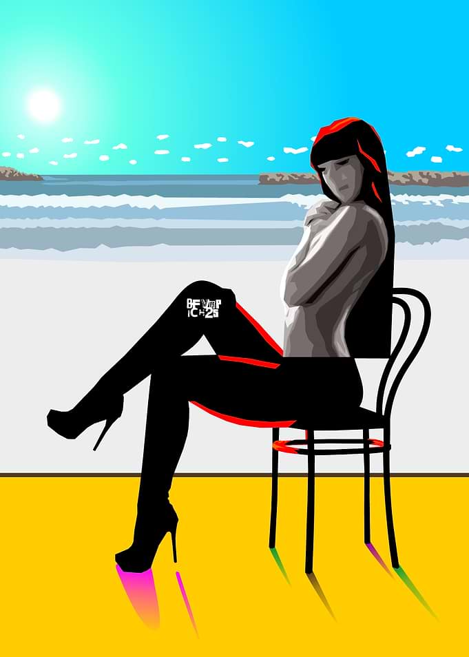Woman on Beach Chair Illustration