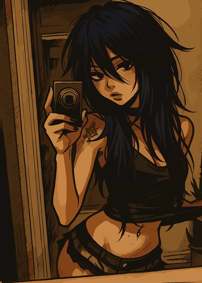 Anime Girl Selfie in Mirror