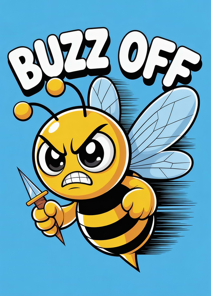 Buzz Off Angry Bee Cartoon
