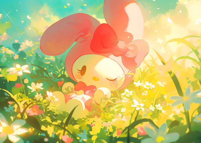 My Melody in a flower field