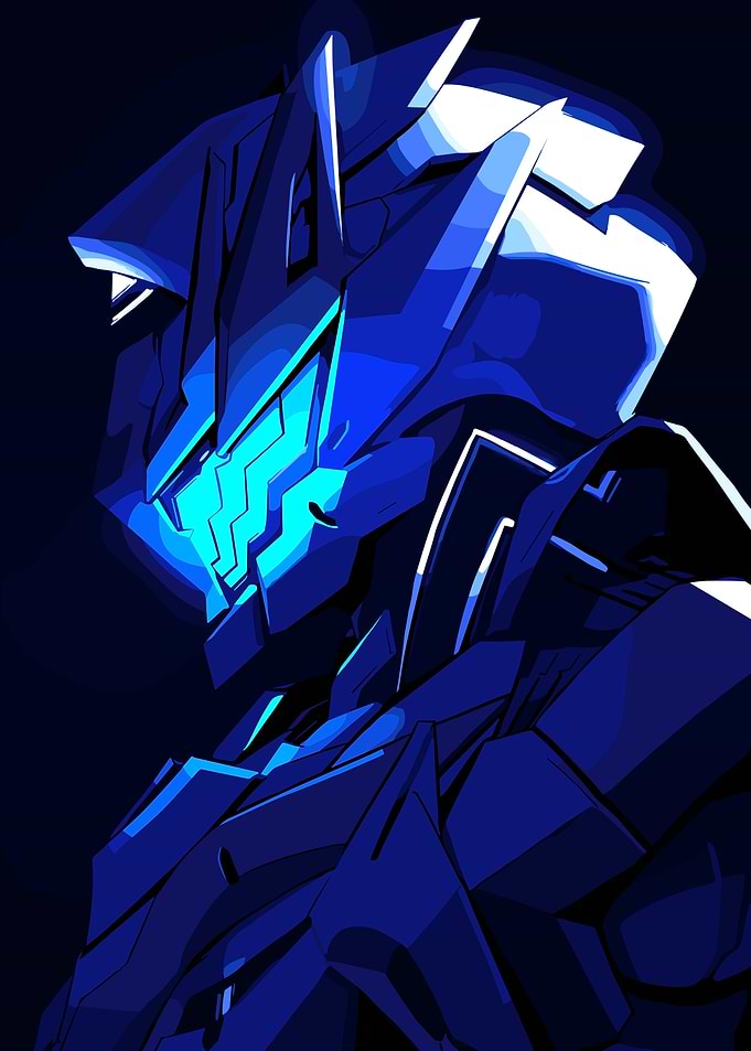 Blue Futuristic Robot Profile
