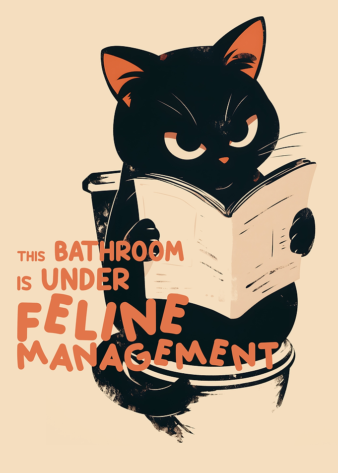 Funny Black Cat Bathroom