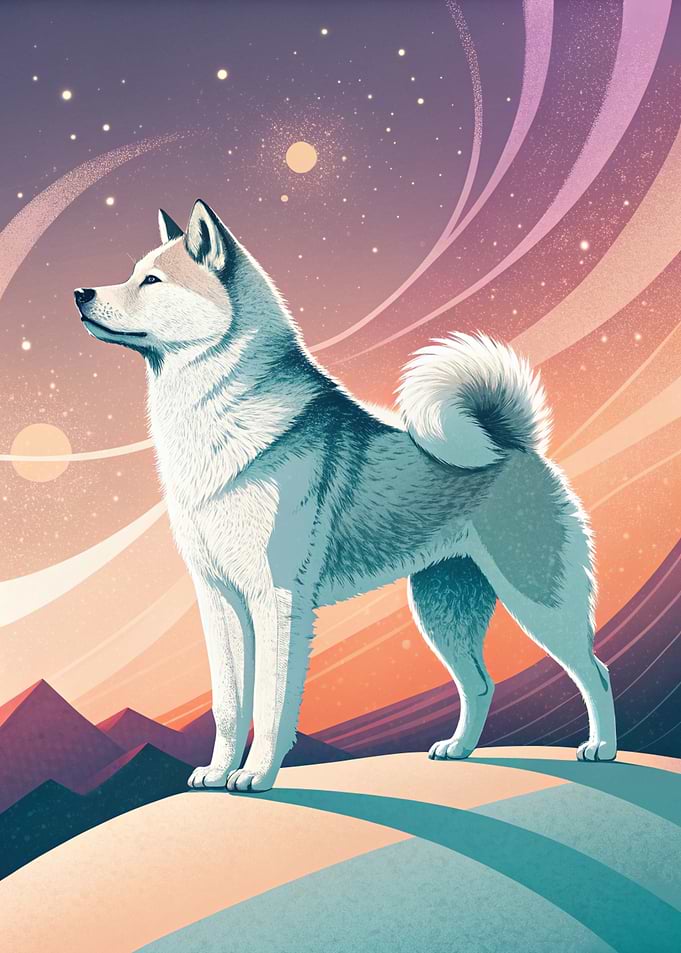 Akita Dog Stargazing