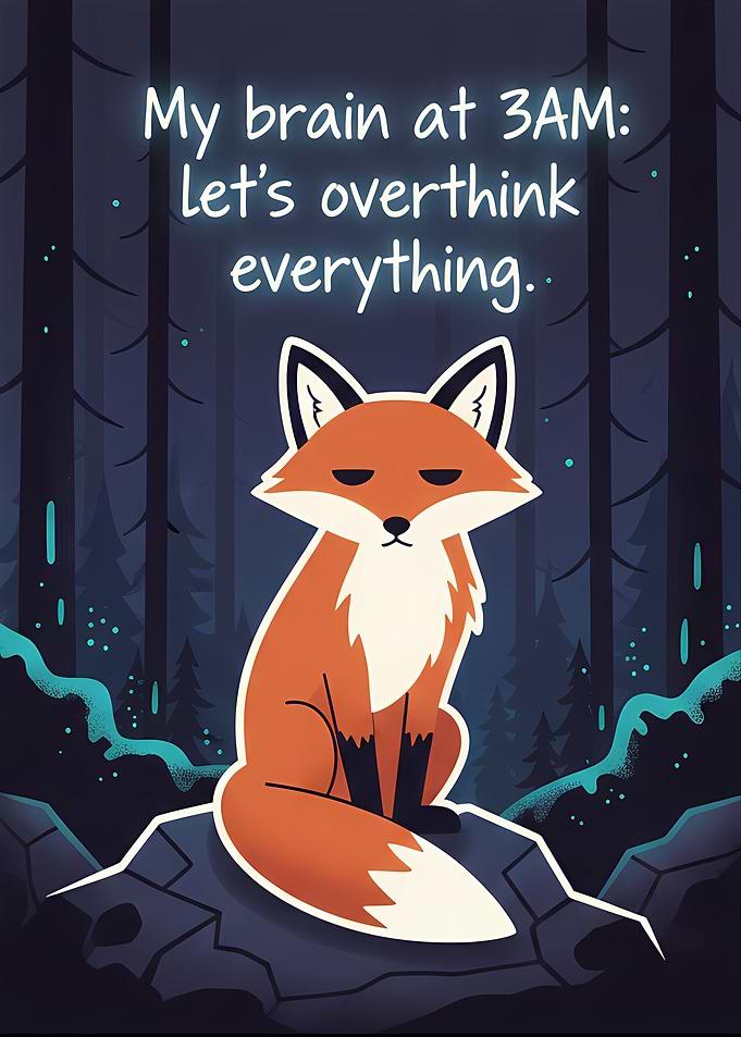 My Brain at 3AM – Overthinking Fox