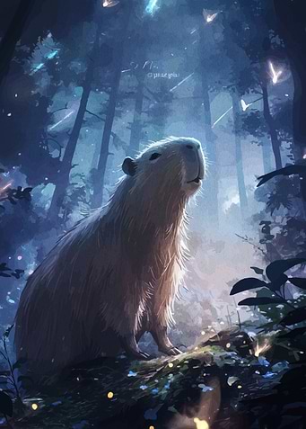 Capybara in Enchanted Forest