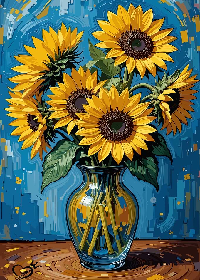 Sunflowers in Vase Still Life