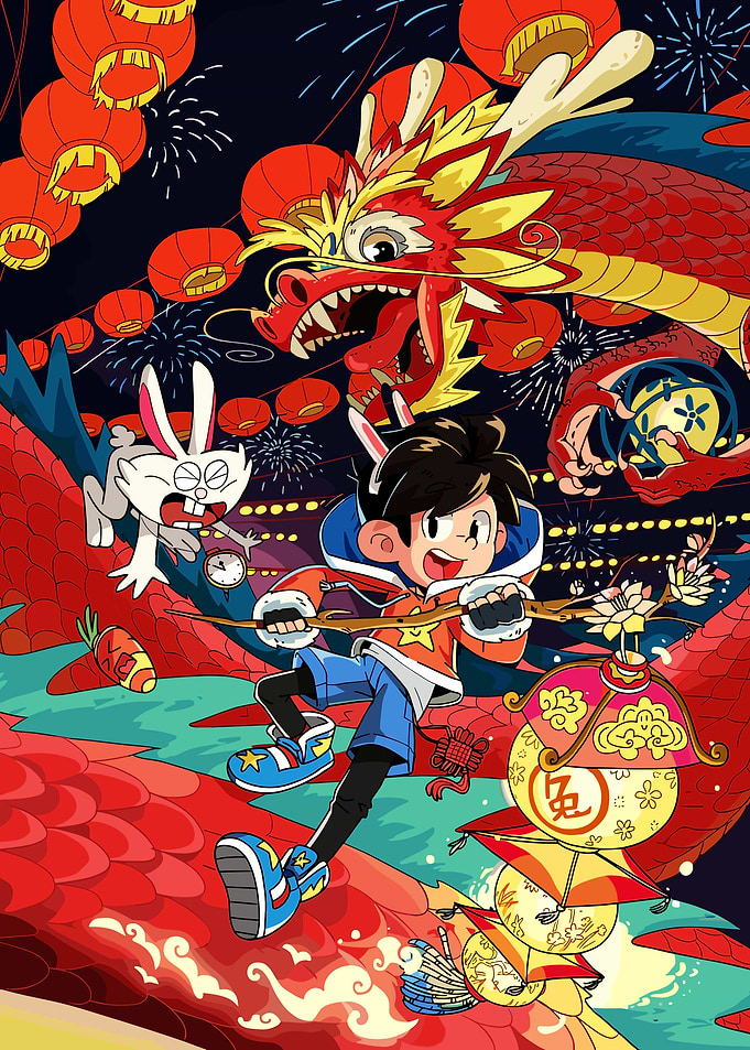 Chinese New Year Cartoon Illustration