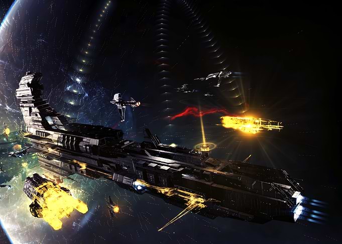Space Battle with Spaceships and Lasers