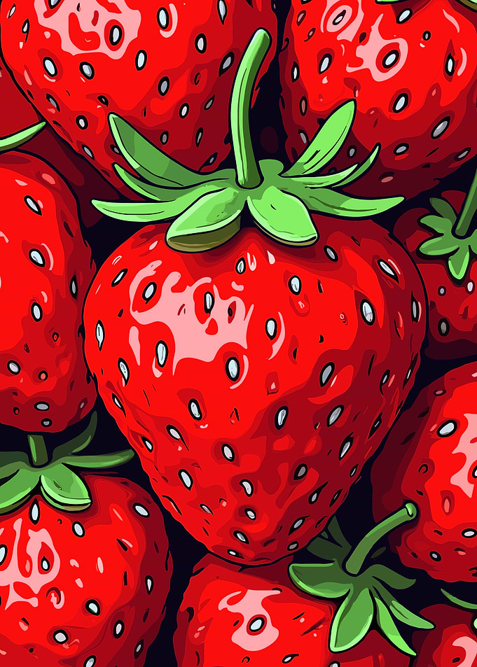 Trendy Strawberry Fruit Poster