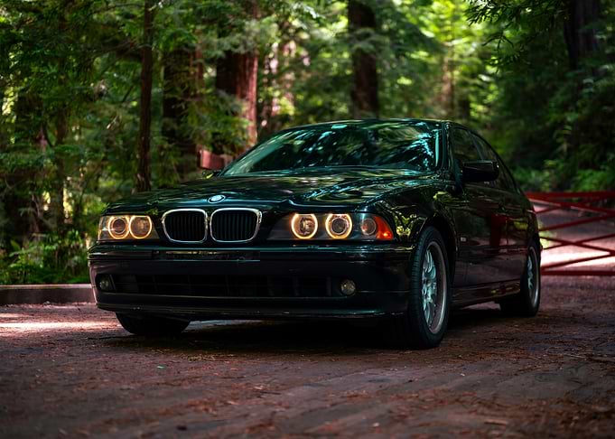 Black BMW in Forest Setting
