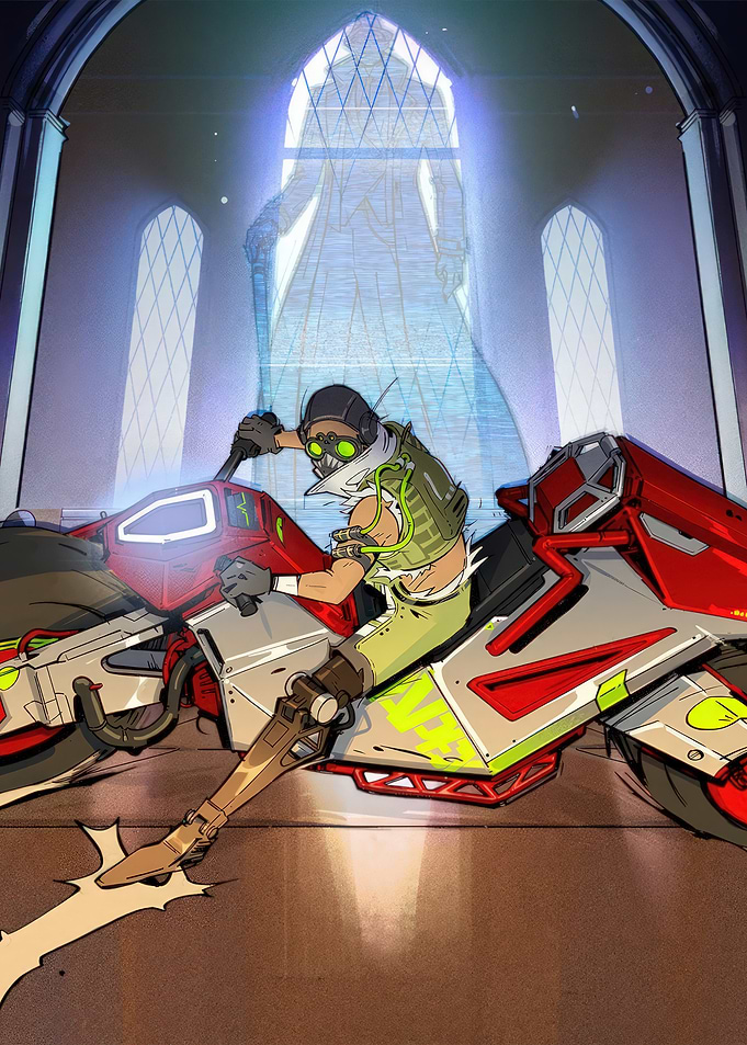 Octane on Motorcycle in Apex Legends