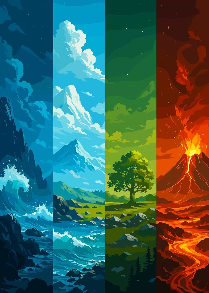 Four Elements: Water, Air, Earth, Fire