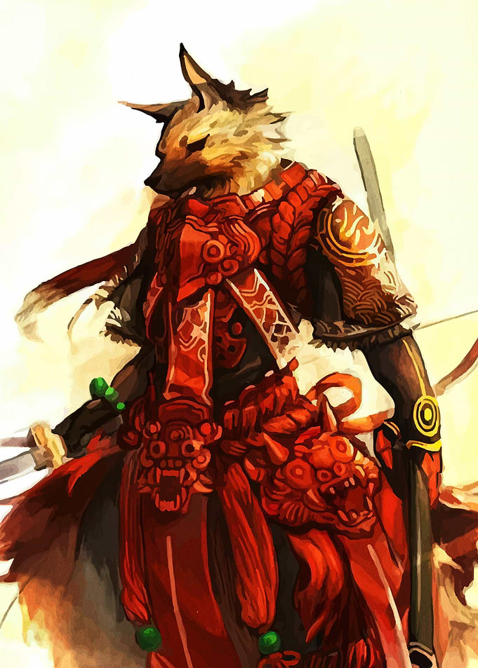 Fox Warrior in Red Armor