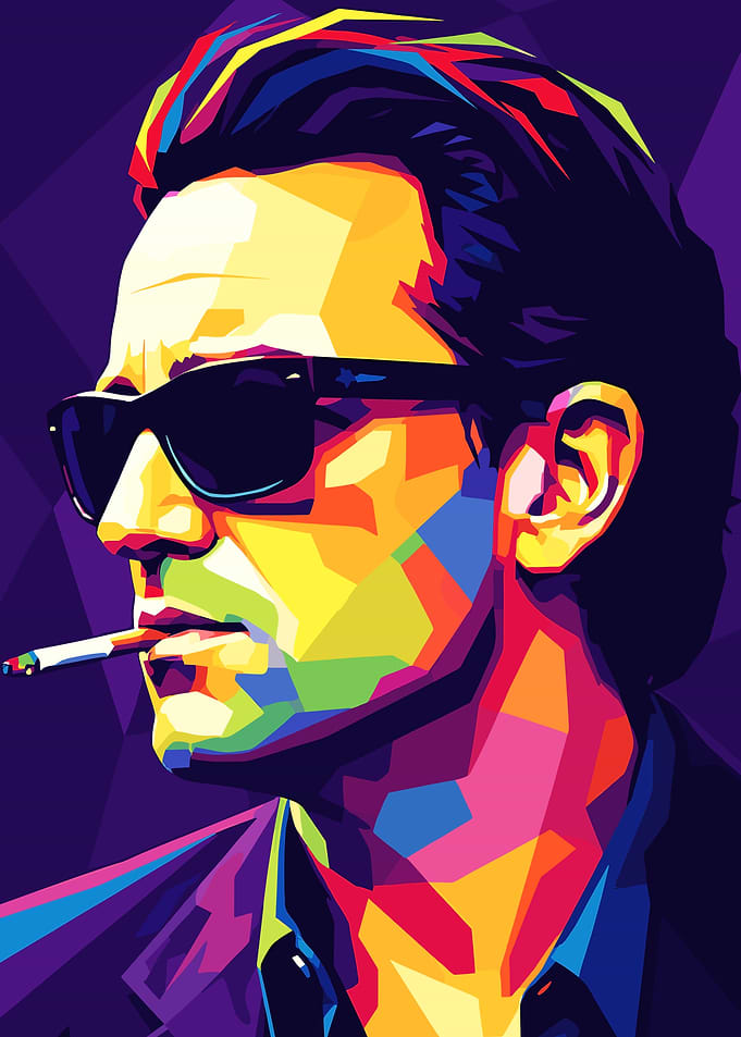 Man with Sunglasses and Cigarette Pop Art