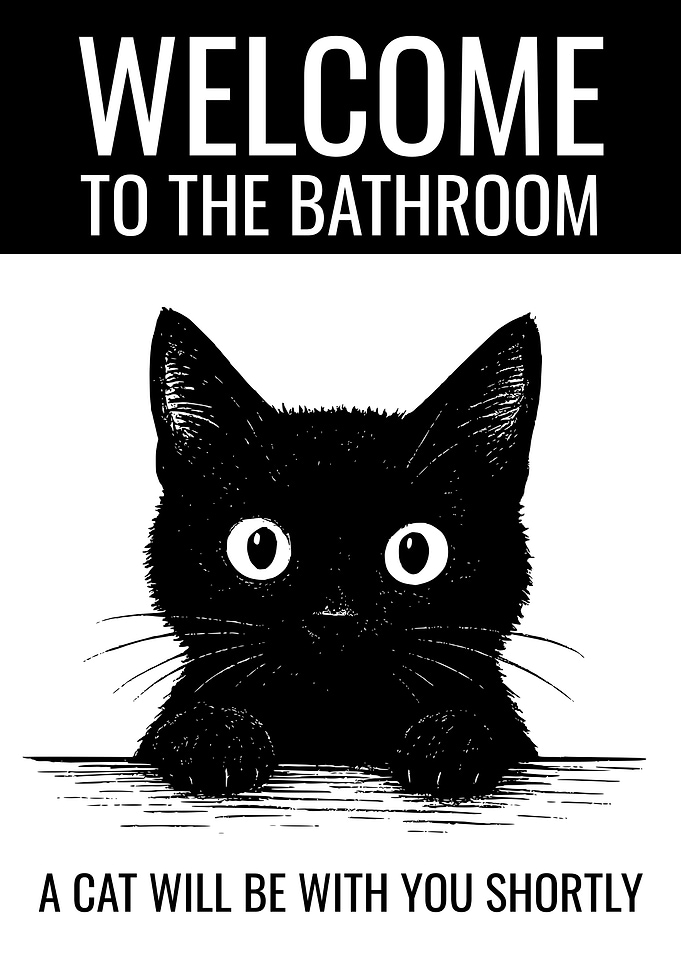 Welcome to the Bathroom Black Cat Cute