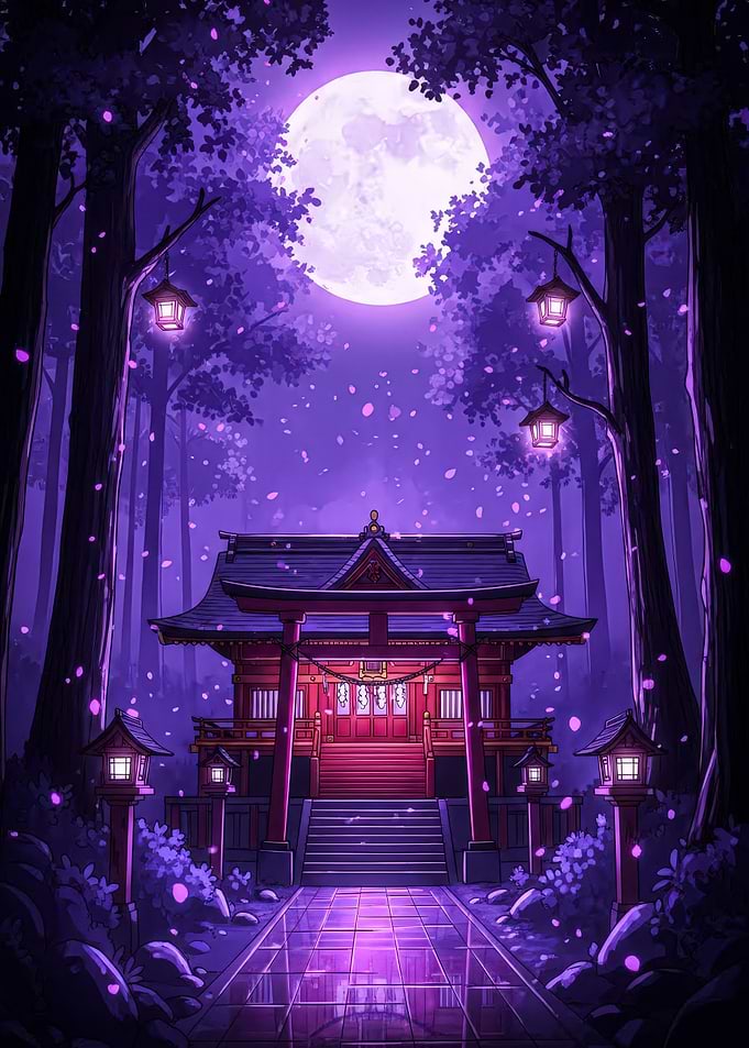 Shrine Under Moonlight