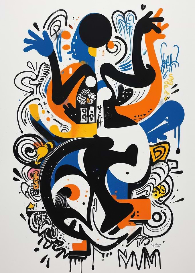 Abstract Graffiti Art with Bold Colors