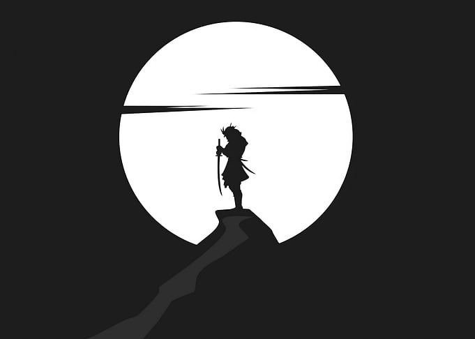 Samurai Silhouette Against the Moon