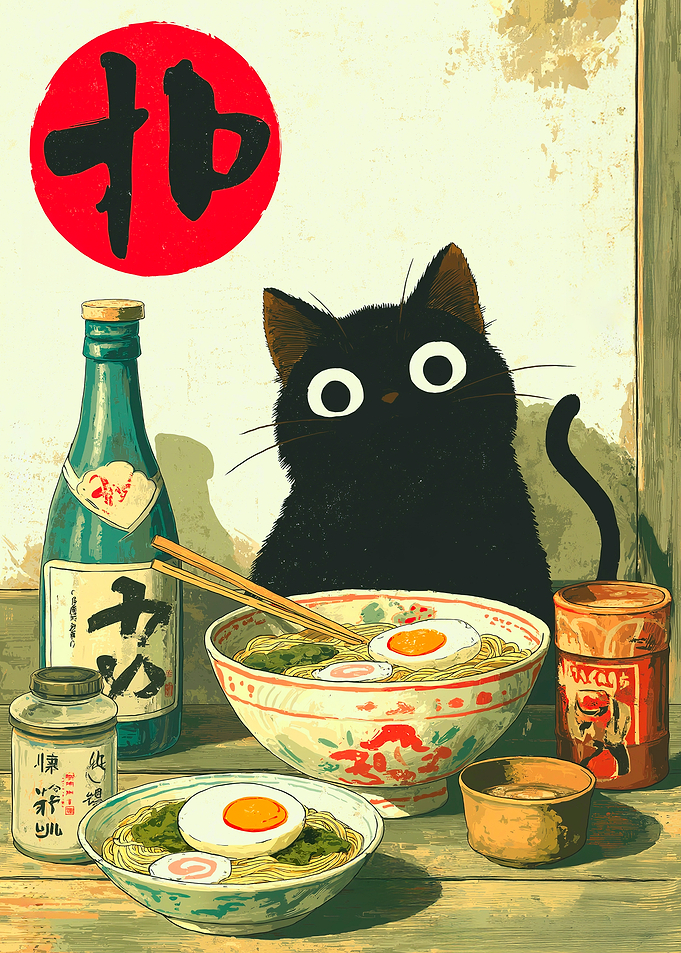 Black Cat with Ramen and Sake