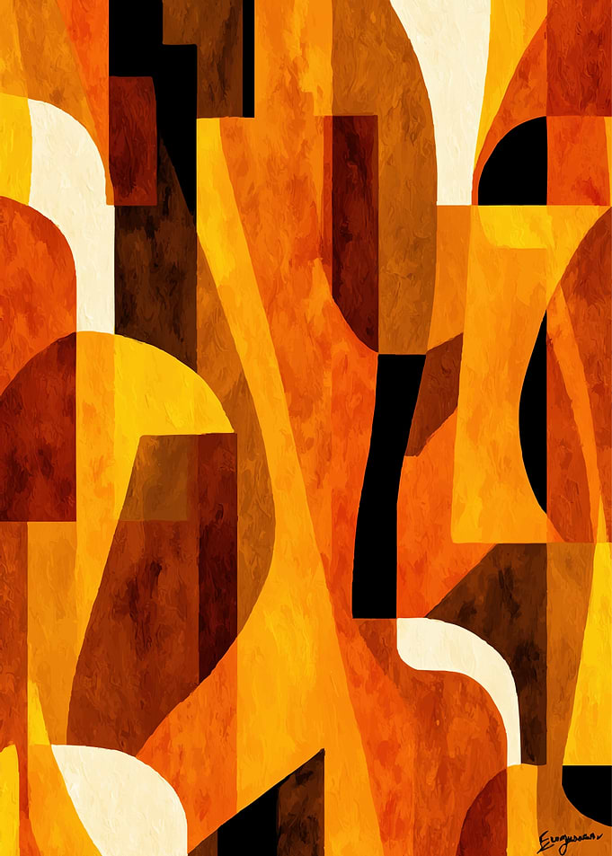Abstract Geometric Painting in Warm Tones