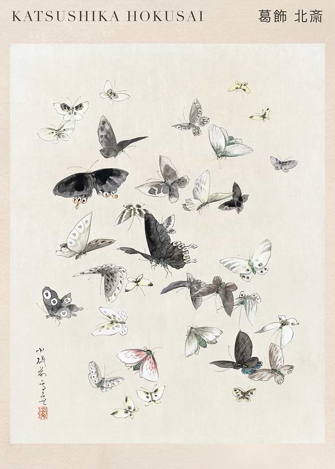 Katsushika Hokusai Butterflies