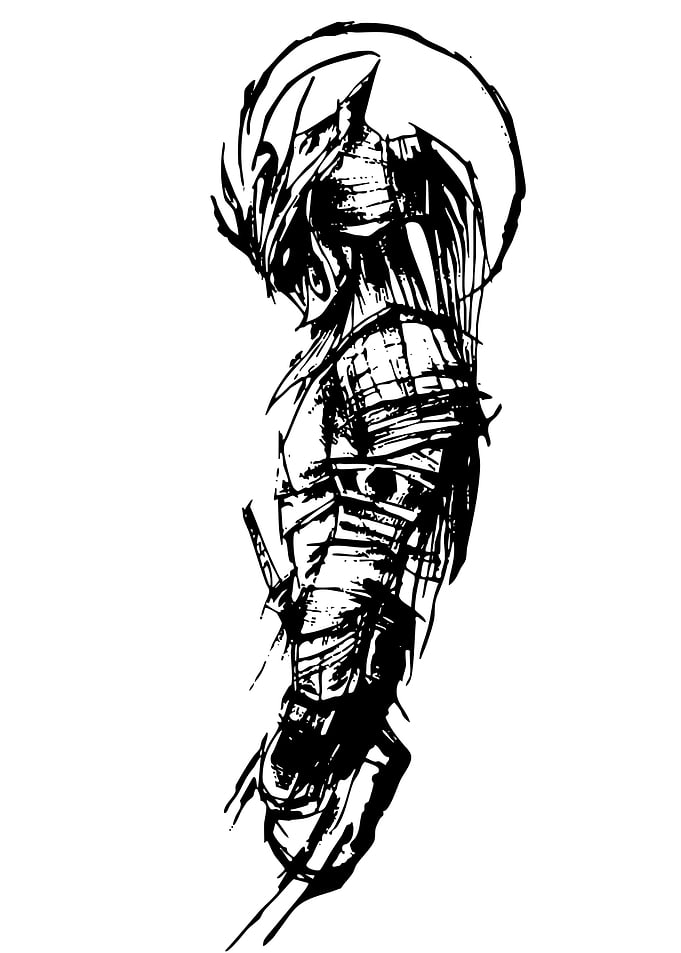 Samurai Warrior Ink Sketch