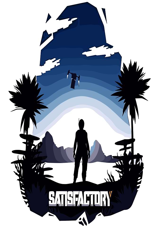 Satisfactory Game Landscape Silhouette