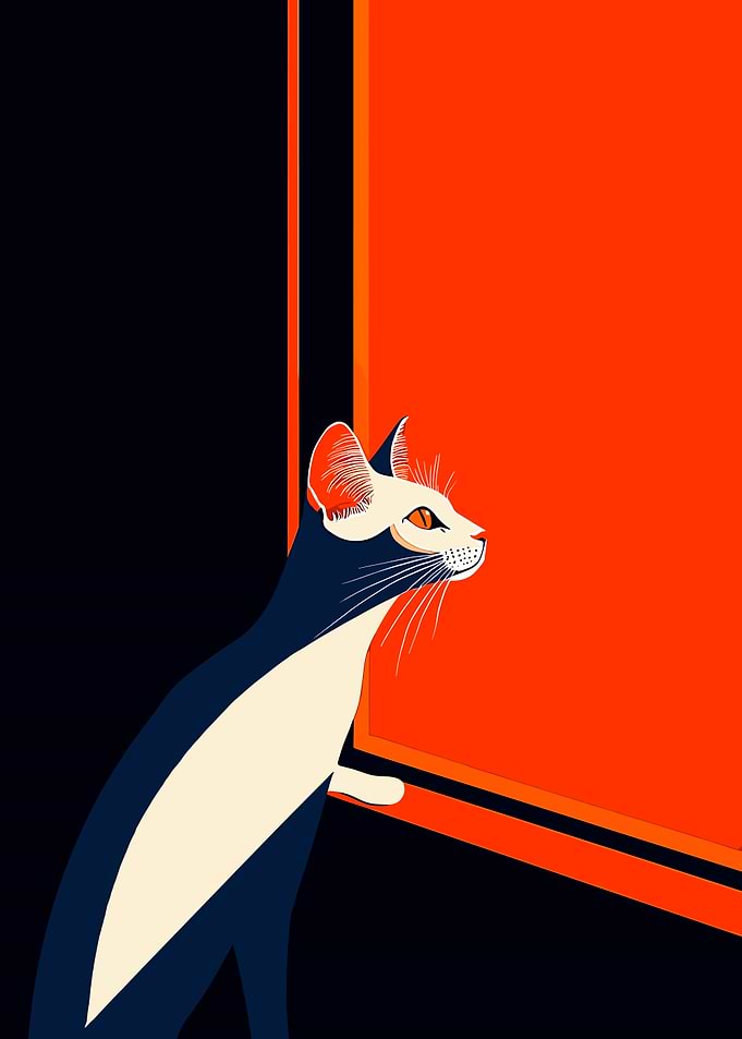 Cat Looking Out Window Art