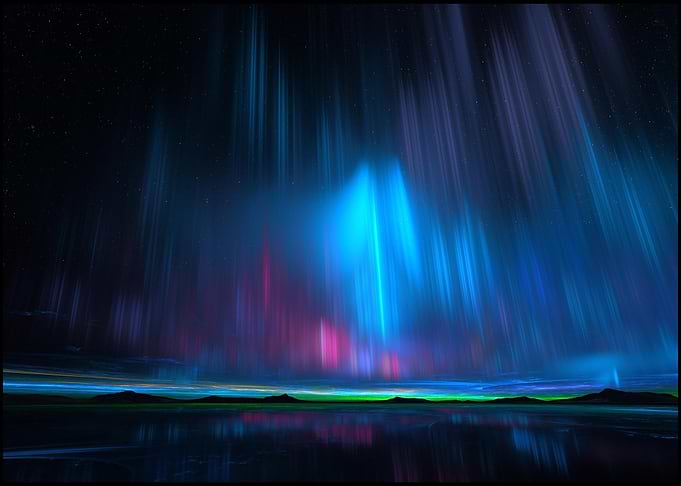 Aurora Borealis over a Reflective Lake
