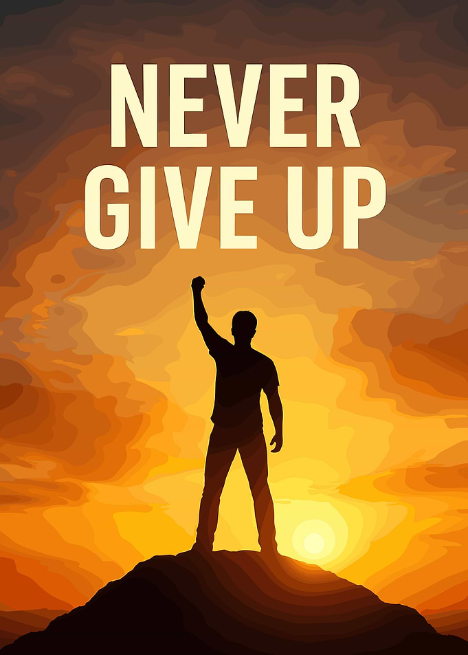 Never Give Up Silhouette Poster