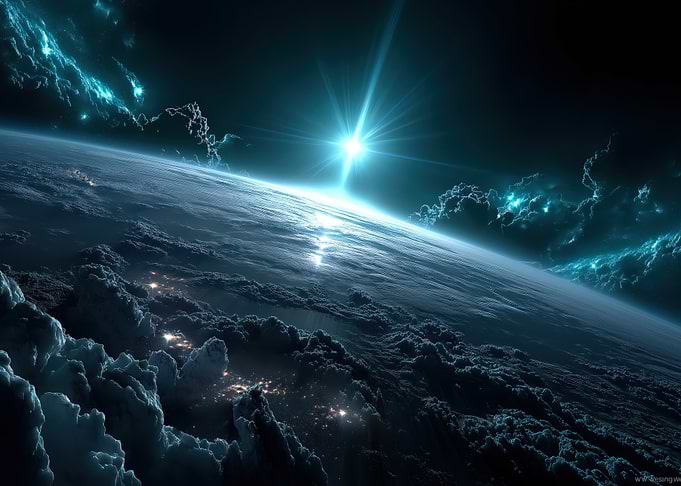 Earth from Space with Sunrise