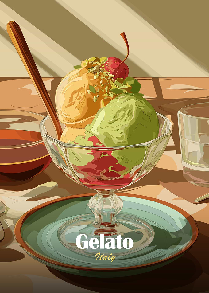 Gelato Italy Dessert Illustration