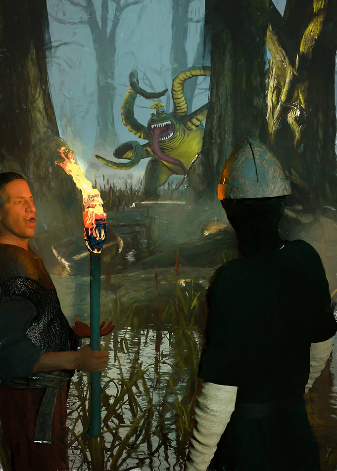 Swamp Encounter with Monster