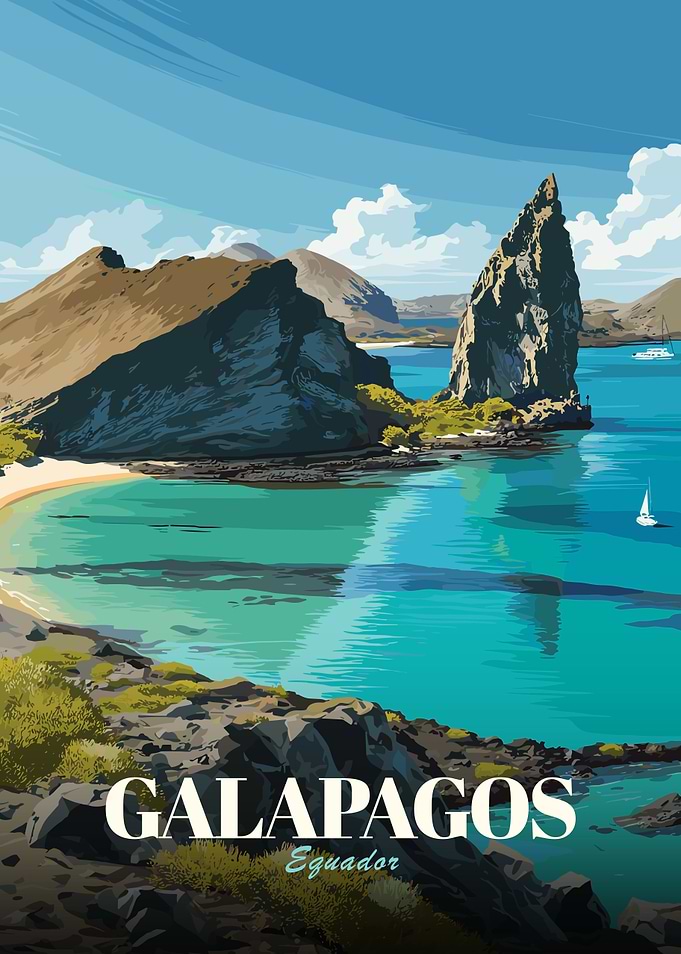 Galapagos Islands, Ecuador Travel Poster