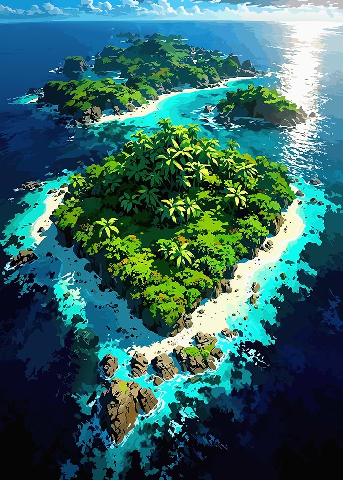 Tropical Islands in Turquoise Sea