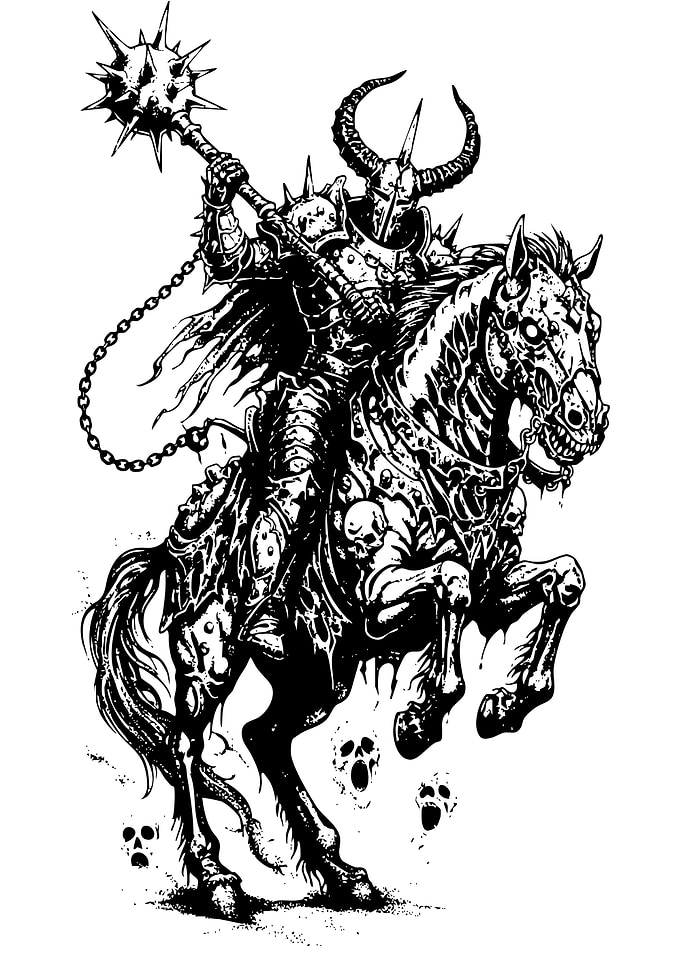 Undead Knight on Horseback Illustration