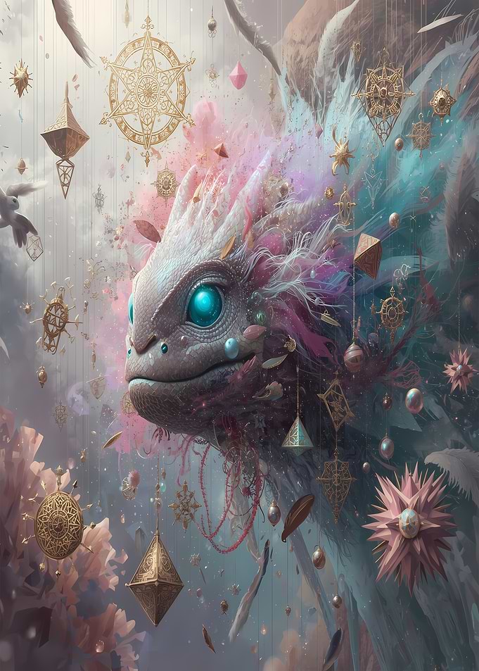 Axolotl Fantasy Creature with Ornaments