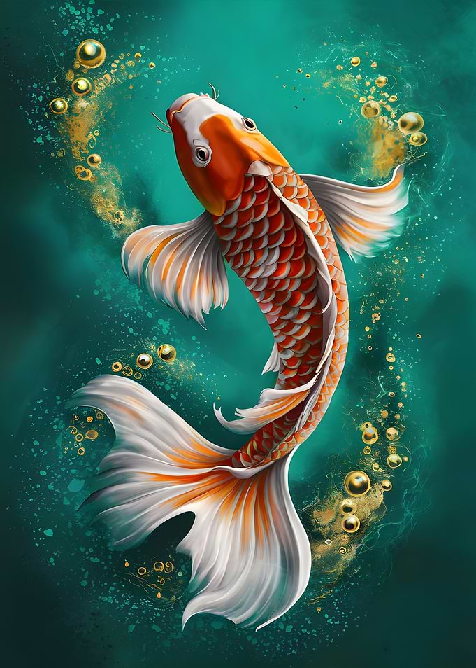 Elegant Koi Fish Digital Art