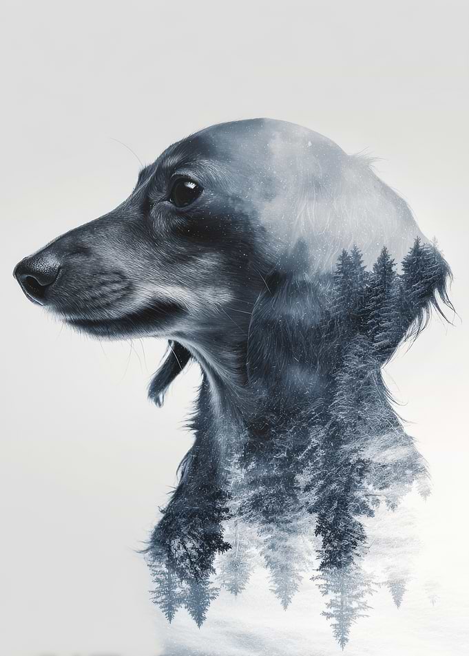 Dachshund Double Exposure Forest