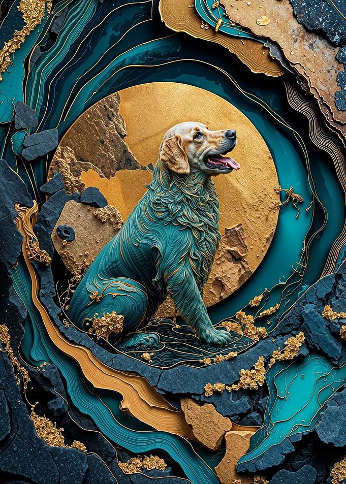 Teal and Gold Dog