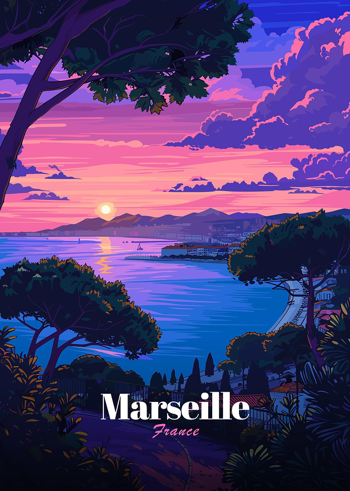 Marseille, France - Coastal Sunset