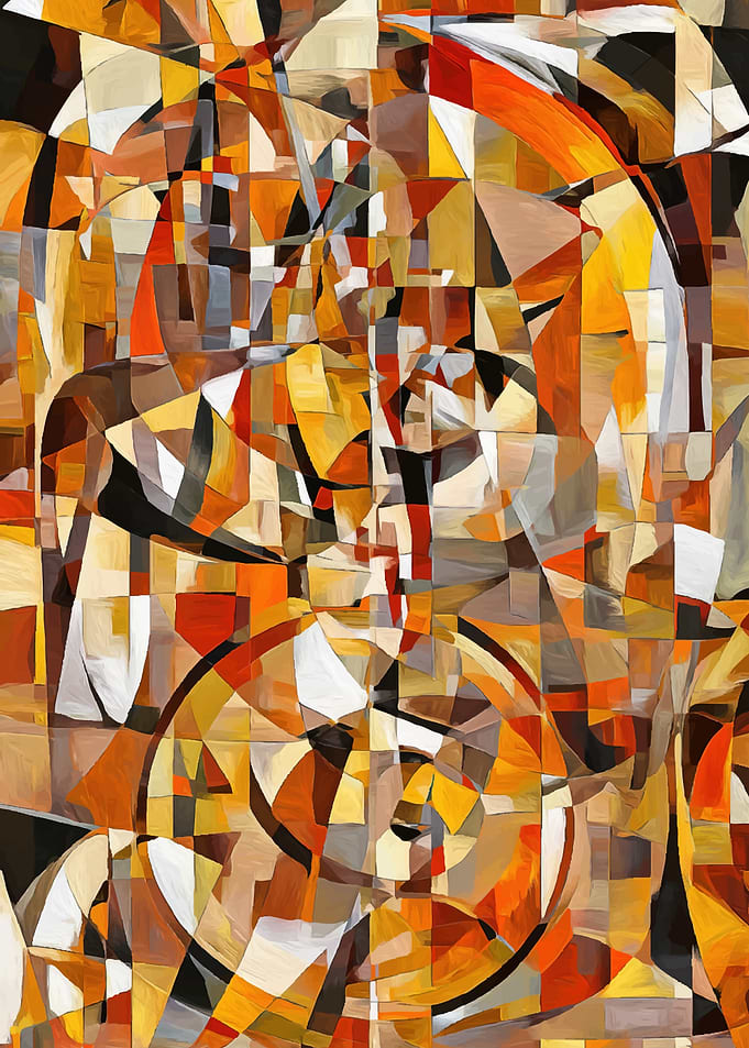 Abstract Geometric Composition in Warm Tones